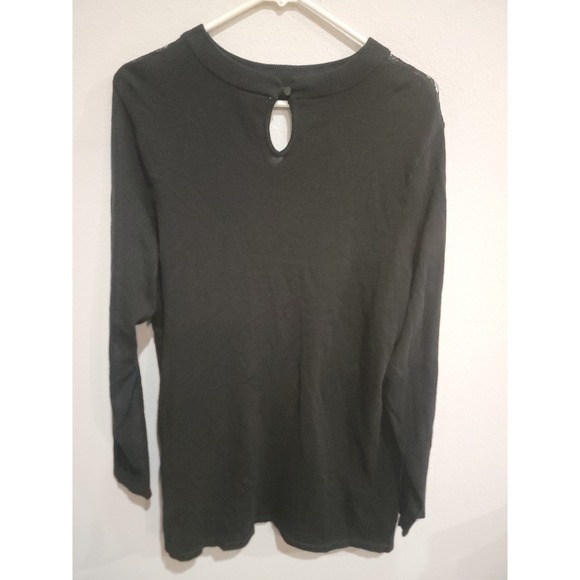 Torrid Black Pullover Sweater, Sexy Keyhole Neck Long Sleeve Lace Accents 3 3X - Picture 6 of 7